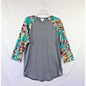 Lularoe Randy Large Hawaiian Floral 3/4 Sleeves and Gray NEW